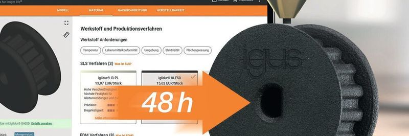 Konstrukteure erhalten mit dem 3D-Druckservice in nur 48 Stunden ihre individuellen schmier- und wartungsfreien Zahnriemenscheiben.
