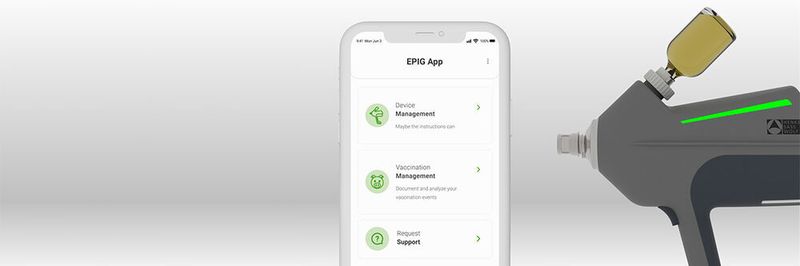 Die EPIG-Impfgeräte sammeln in Kombination mit der App während ihrer Benutzung Daten – sowohl über den Zustand des Gerätes als auch über den Impfvorgang.