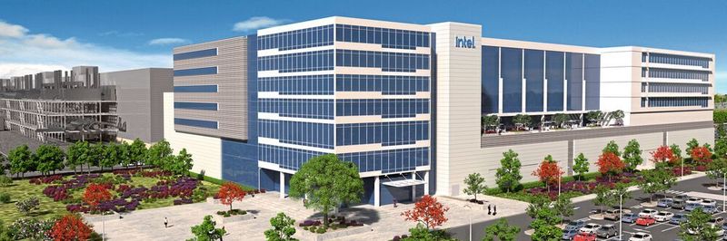 Renderaufnahme des geplanten Intel-Neubaus in Magdeburg. Für 17 Mrd. Euro soll in der Landeshauptstadt von Sachsen-Anhalt eine hochmoderne Fab zur Fertigung von Chips nach Angstöm-Prozessgrößen entstehen. 2027 soll die Produktion anlaufen.