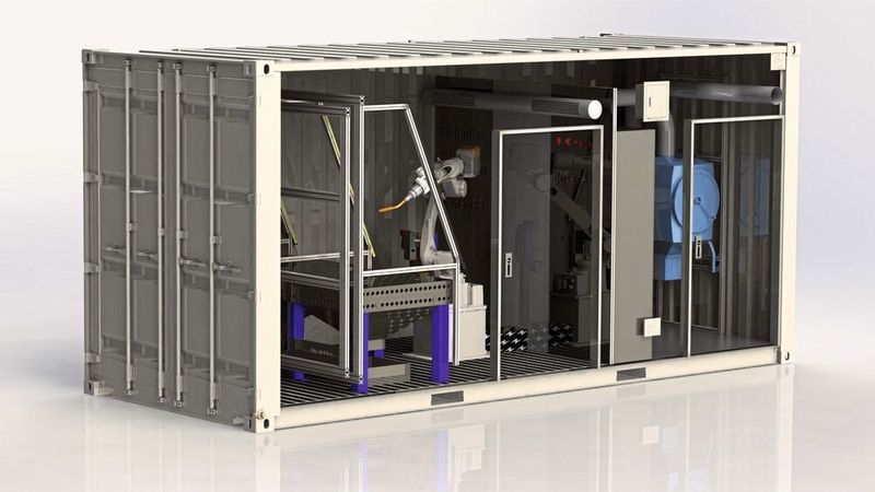 Die vollfunktionsfähige Roboterschweißzelle RoboCon ist mobil und flexibel einsetzbar und kann überall dort platziert werden, wo sie benötigt wird.