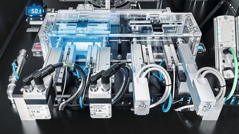 Kern der Anwendung ist die Prozesskammer. Pneumatische und elektrische Aktoren manipulieren hohle Lanzen und stechen die Batteriezellen an.