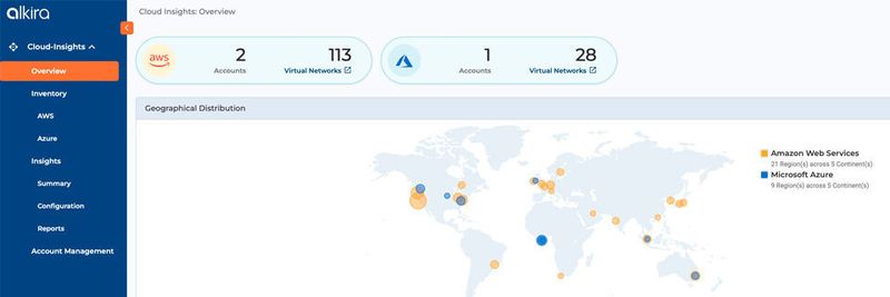 „Alkira Cloud Insights“ identifiziert unnötigen Ressourcenverbrauch und gibt Empfehlungen zur Cloud-Netzwerkumgebung.