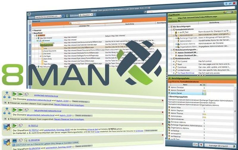Mit 8MAN können Admins Benutzerrechte im Active Directory einfach und schnell verwalten. Mit 8MATE bringt Protected Networks in der neuen version 4.0 zusätzliche Funktionen als Plugin.