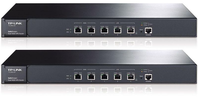 Der TL-ER6120 bietet zwei Gigabit-WAN-Ports, zwei Gigabit-LAN-Ports, einen Gigabit-LAN/DMZ-Port und einen Konsolenanschluss.