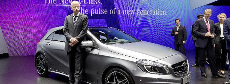 Dr. Dieter Zetsche bei der Weltpremiere der neuen A-Klasse. "Das 'A' steht jetzt für Angriff!"