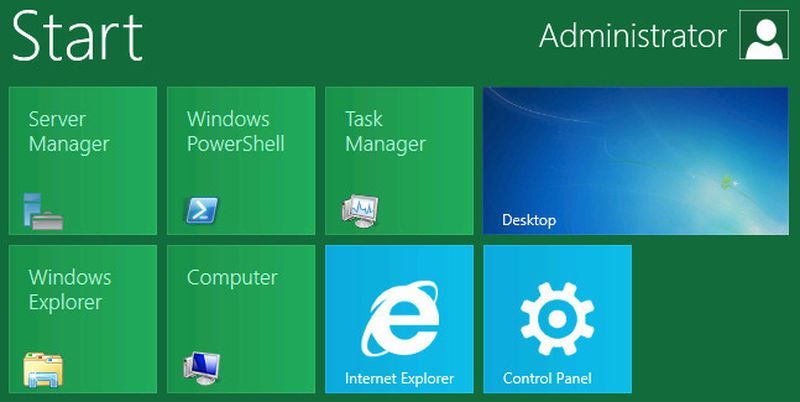 Windows Server 8 bietet bei Bedarf das für Touchscreens optimierte Kachel-Design.