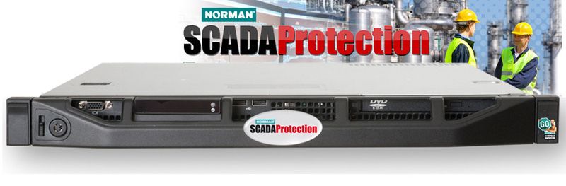 Die Appliance Norman SCADA Protection wird zwischen Firmen- und Produktionsnetz installiert.