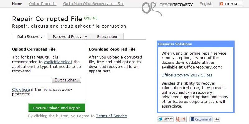 Der Datenrettungsdienst OfficeRecovery Online repariert defekte Office-, Bild- und Archiv-Dateien ganz einfach online. Bezahlen muss der Anwender erst bei erfolgreicher Reparatur.
