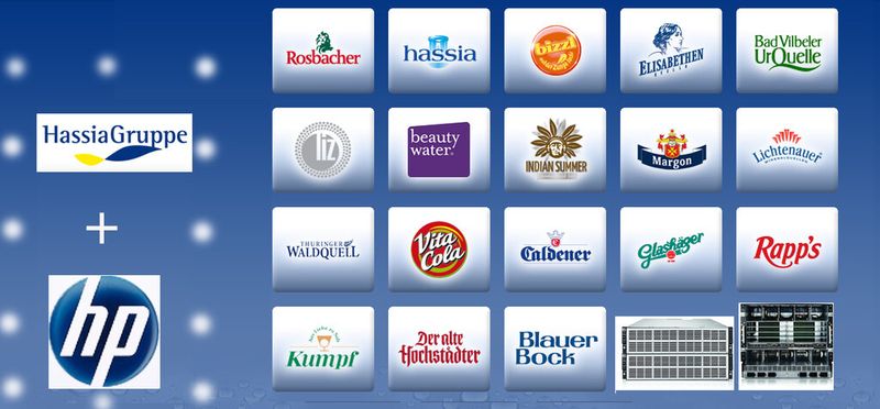 Die Marken der Hassia-Gruppe im Überblick; das HP-Logo und die HP-Produkte sind von DataCenter-Insider dazugemogelt.
