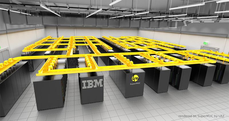 Hier rechnet der viertgrößte Super-Computer der Welt unter Top-Bedingungen: "SuperMUC" des Leibniz-Rechenzentrum in Garching, der kürzlich in Betrieb ging.