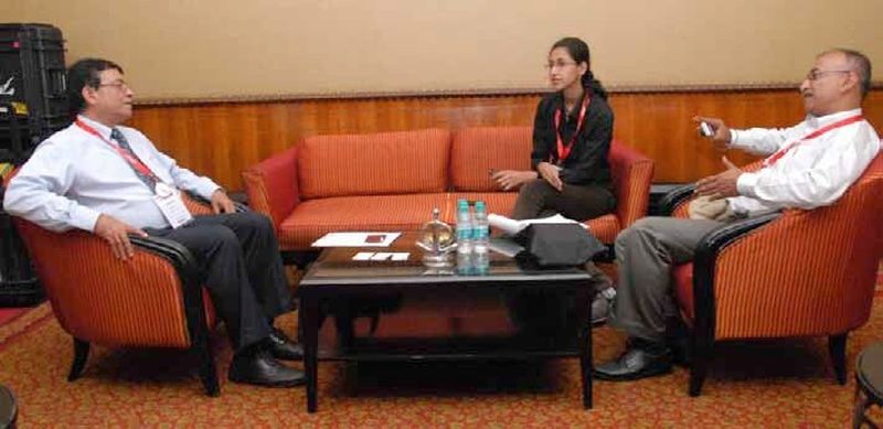 A. Bhaduri is explaining the origin, development and present state of control systems to the journalists from PROCESS India. (LtoR) A. Bhaduri, General Manager-Process Solutions, Rockwell Automation (India), Swati Deshpande, Assistant Editor, PROCESS India and P. K. Chatterjee, Chief Editor, PROCESS India.