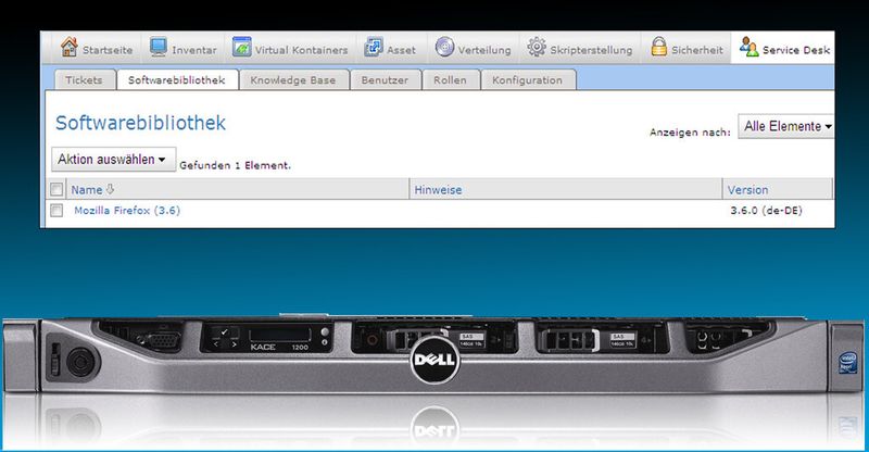 Dell | SoftwarebibliothekMit der Verwaltungs-Appliance Dell Kace K1000 und der Bereitstellungs-Appliance Dell Kace K2000 lassen sich zeitaufwendige manuelle Betriebssystem- und Software-Bereitstellungsaufgaben automatisieren.