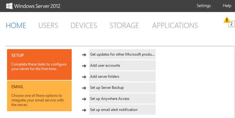 Das Dashboard in Windows Server 2012 Essentials ist die universelle Schaltzentrale für Administratoren