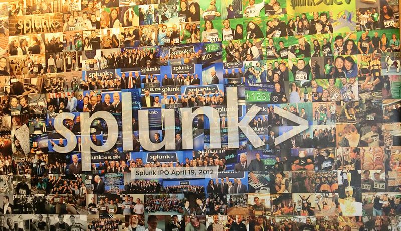 Im April dieses Jahres ging Splunk an die Börse; das Bild ist eine Collage, die die Mitarbeiter an diesem Tag zeigt.