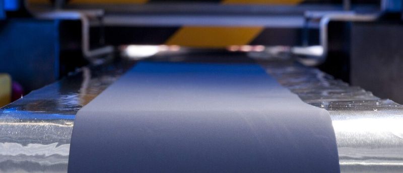 Das Ineinandergreifen vieler Produktionsschritte (hier die Beschichtung mit Elektrodenmaterial)bestimmt Eigenschaften und Kosten der fertigen Batterie.