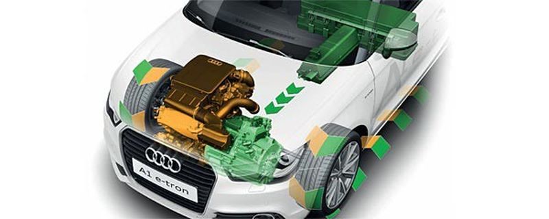 Das Antriebskonzept Dual-Mode-Hybrid von Audi sorgt derzeit für umweltfreundlichen Vortrieb: im Prototypenstatus mit einem Verbrennungsmotor, zwei Elektromotoren und einem einstufigen Getriebe.
