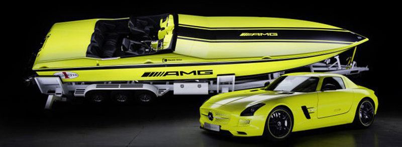 In der Konzeptstudie „Concept Cigarette AMG Electric Drive“ kommen zahlreiche Komponenten des SLS AMG Coupé Electric Drive zum Einsatz. Das Powerboat fasziniert mit einer Leistung von 1656 Kilowatt und einem maximalen Drehmoment von 3000 Newtonmetern.