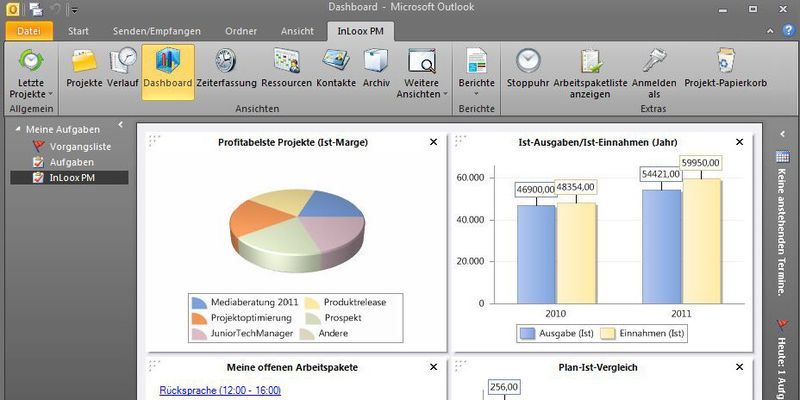 Die Projektmanagement-Software InLoox PM 7.5 lässt sich nahtlos in MS Outlook integrieren und steht optional auch als SaaS-Lösung in der Cloud zur Verfügung.