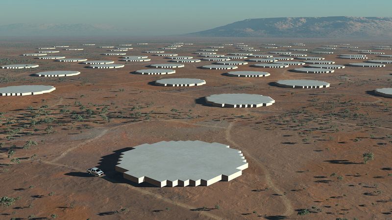 Die Antennen des Radioteleskops Square Kilometre Array (SKA) werden pro Tag voraussichtlich eine Datenmenge von 14 Exabyte an Signalen empfangen und etwa ein Petabyte speichern. Hierfür müssen neue Computing-Lösungen gefunden werden.