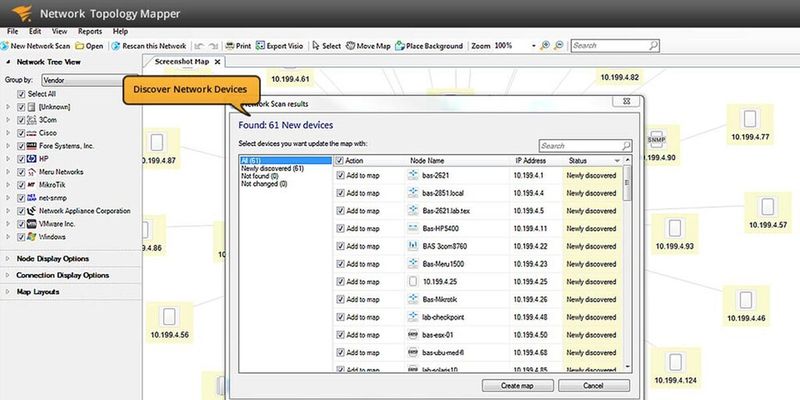 Mit dem Solarwinds Network Topology Mapper können neue Geräte im Netzwerk ermittelt werden.