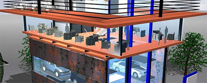 Zukunftsvision: Energie-Plus-Parkturm mit Autoples-System.