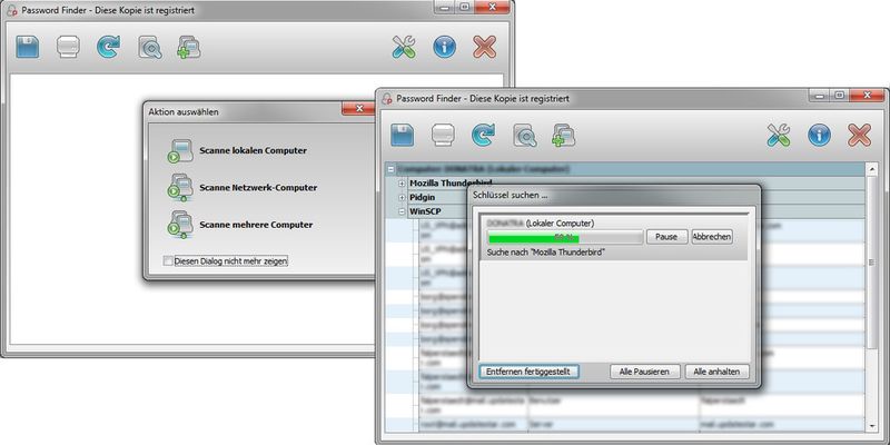 Der Password Finder 7 ermöglicht das Auffinden vermeintlich verloren gegangener Kennwörter.
