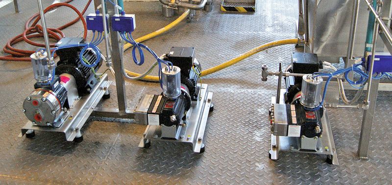 Hydra-Cell G10 and G03 pumps as used in a typical Separlab system.