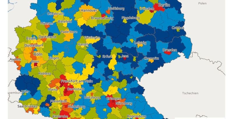 Die GfK-Karte gibt einen Überblick über die regionale Dichte der Software-Firmen.