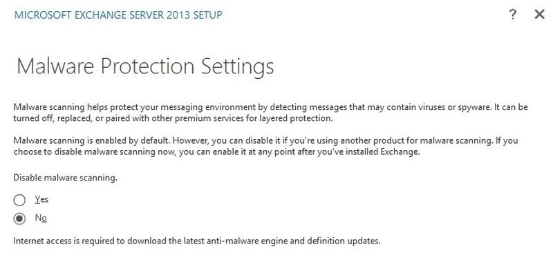 Der in Exchange Server 2013 integrierte Virenschutz ist standardmäßig aktiv.