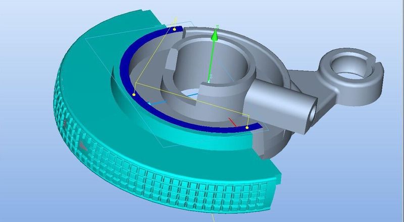 Computertomographie: Elementenauswahl für die manuelle Ausrichtung des Betätigungsrads für Fahrzeuglüftungen von Volkswagen in der Messsoftware Metrosoft Quartis.
