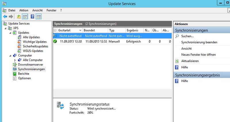 WSUS will richtig eingerichtet und mit Microsofts Update-Server synchronisiert sein.