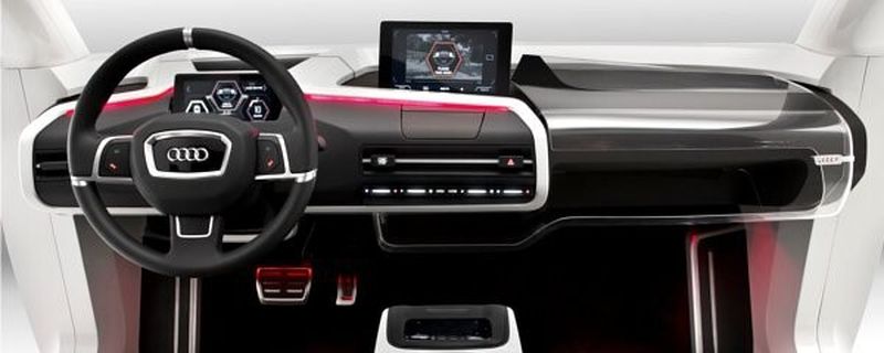Audis „James 2025“: Ein kompakter, elektrisch nach oben ausfahrender Bildschirm im Blickfeld des Fahrers – ein virtuelles Cockpit – ersetzt die analogen Instrumente.