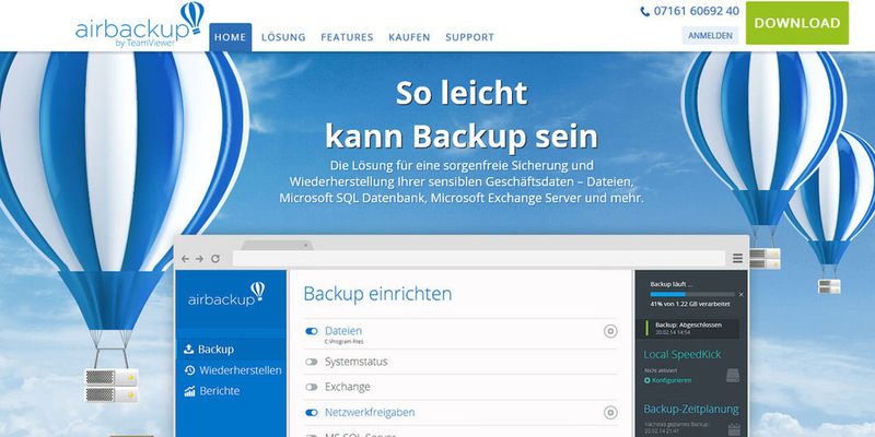 Teamviewer betritt mit Airbackup Neuland und bietet eine Online-Backup-Lösung für kleine und mittelständische Unternehmen.