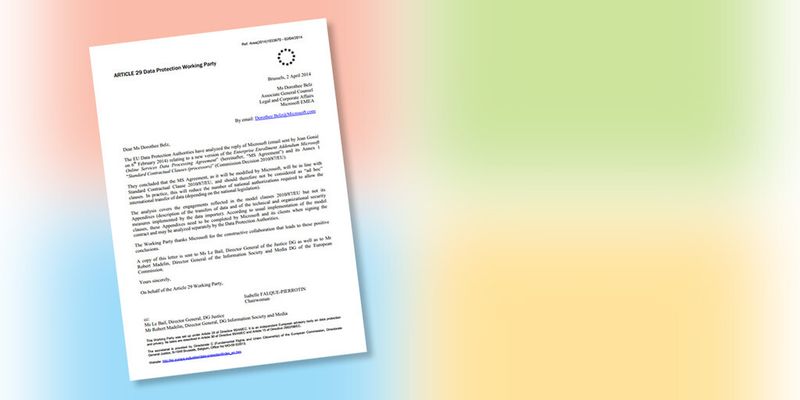 Die Artikel-29-Datenschutzgruppe hat das “Enterprise Enrollment Addendum Microsoft Online Services Data Processing Agreement" genauer untersucht.