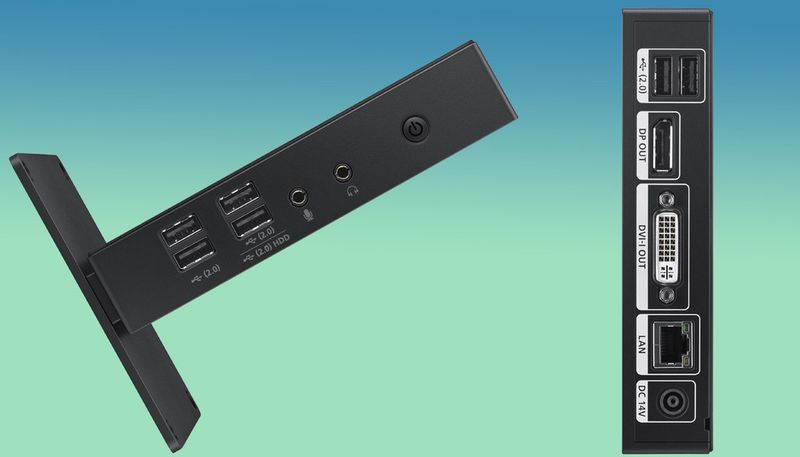 Die Zero Client Box NX-N2 benötigt auf dem Schreibtisch weniger Stellraum als ein Desktop-PC und durch Umstecken des Standfußes kann sie horizontal sowie vertikal genutzt werden.