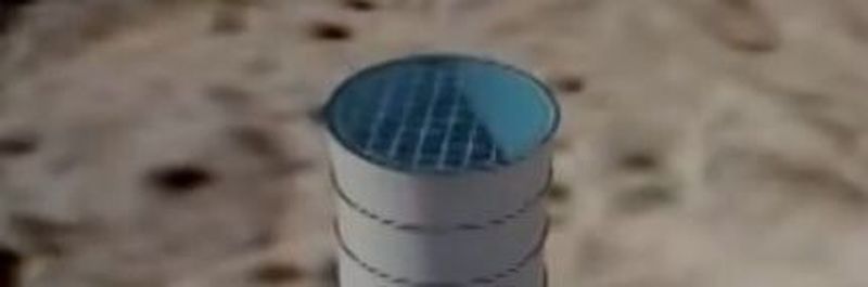 Der Turm einer geplanten Fallwindanlage in einer Illustration.