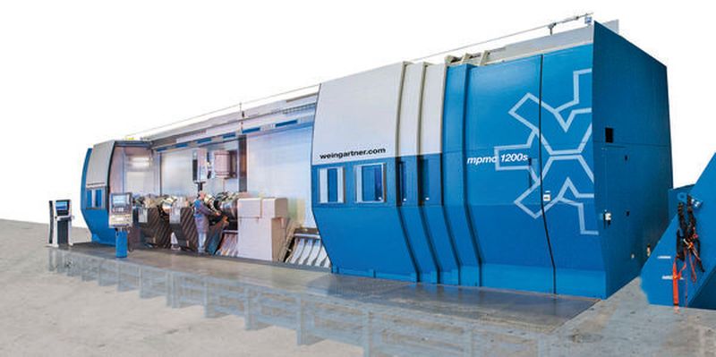 Mit den riesigen Bearbeitungszentren der Mpmc-Baureihe von Weingärtner werden zig Tonnen schwere Wellen bearbeitet.