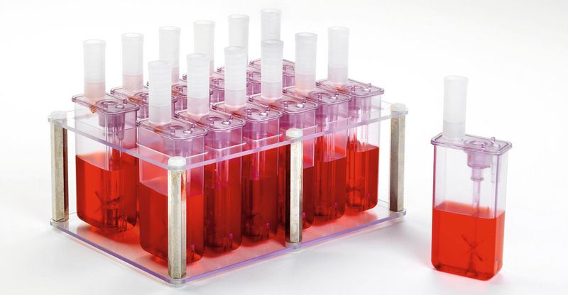 Abb. 1b: Die Mikrobioreaktoren in ihrem Rack