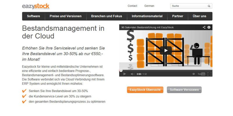 EazyStock ist eine Cloud-Lösung, die für kleine und mittelständische Unternehmen optimiert wurde und die Bestandsplanung und die Lagerverwaltung erleichtern soll.