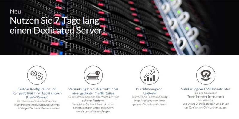 Nach der Testwoche laufen die Server auf Wunsch weiter, bei Kündigungsfristen ab einem Monat.