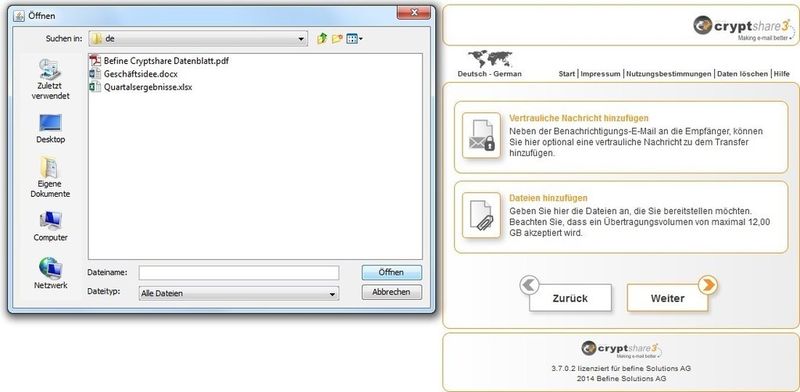Cryptshare ermöglicht es unter anderem, beliebig große Dateien sicher zu versenden.