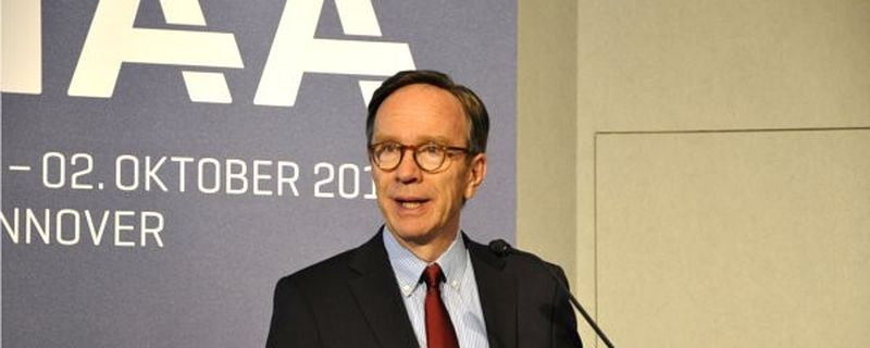 Matthias Wissmann, Präsident des Verbandes der Automobilindustrie (VDA), am Donnerstag (26. Juni) auf dem Internationalen Presseworkshop Nutzfahrzeuge in Frankfurt am Main.