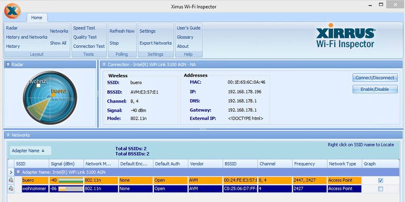 Wer PCs und Notebooks in drahtlose Netze einbindet und dort betreibt, der sollte sich den Xirrus Wi-Fi Inspector ansehen.