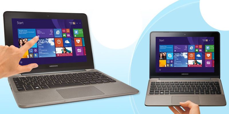 Das Medion-Multitouch-Notebook Akoya E1232T kostet bei Aldi Süd 299 Euro.