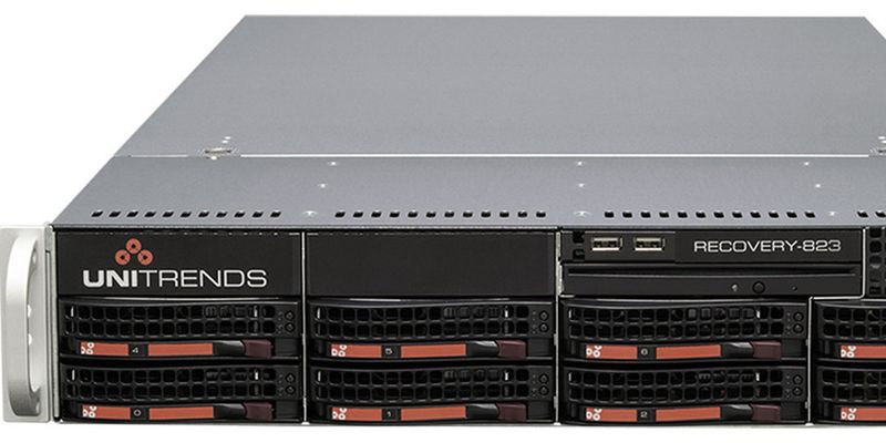 „Appliance Recovery-823“ von Unitrend mit einer Byte-Level-Deduplizierung und einer physikalischen Speicherkapazität von 19 bis zu 97 Terabyte Speichervolumen