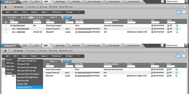 EfficientIP hat den Webservice Amazon Route 53 in den Solidserver DNS Cloud integriert.