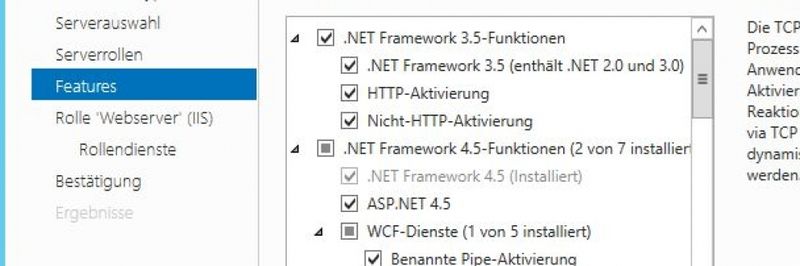 Installieren der notwendigen Serverdienste