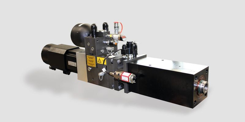 Bei der neuen Linearachse sind Servomotor, Pumpe und Antriebszylinder in einer kompakten und autarken Einheit zusammengefasst.