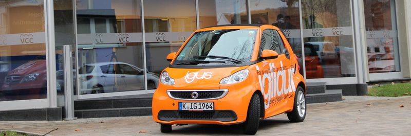 Der umgebaute Smart von Igus am letzten Besuchspunkt in diesem Jahr.