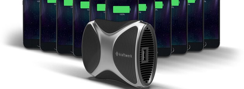 Das "kraftwerk" soll mit einem kurzen Stoß aus der Gasflasche, 11 iPhone Ladungen schaffen.